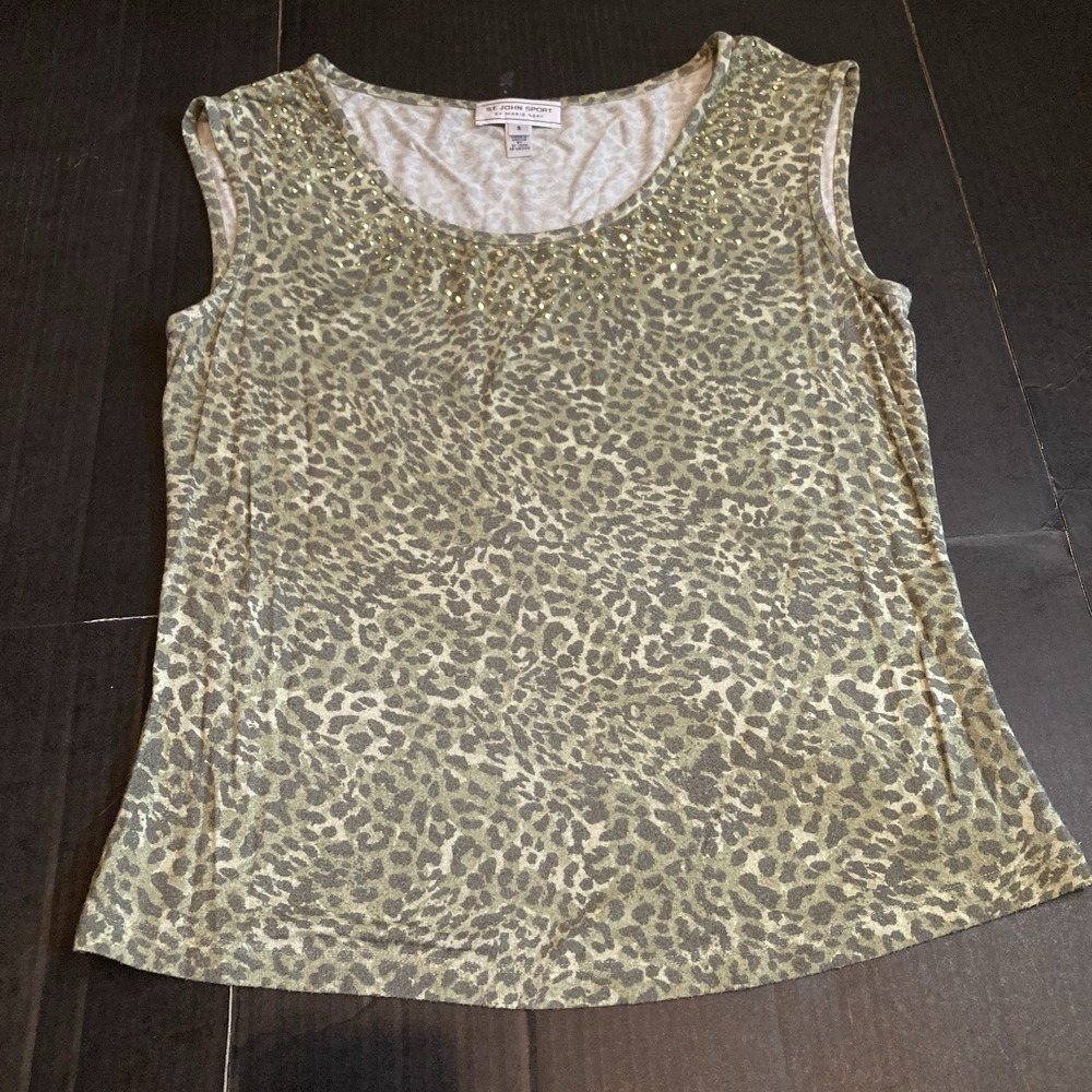 St. John Sport by Marie Gray Sleeveless Top Animal Print Size Small